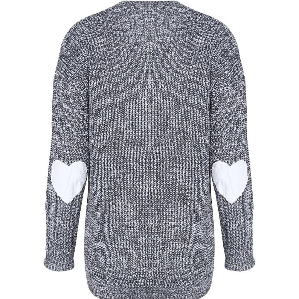 Women's Cute Heart Pattern Elbow Patchwork Knitte… - image 5